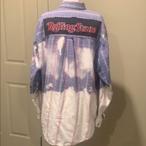 UPCYCLED ROLLING STONE BLEACH FLANNEL SHIRT - L